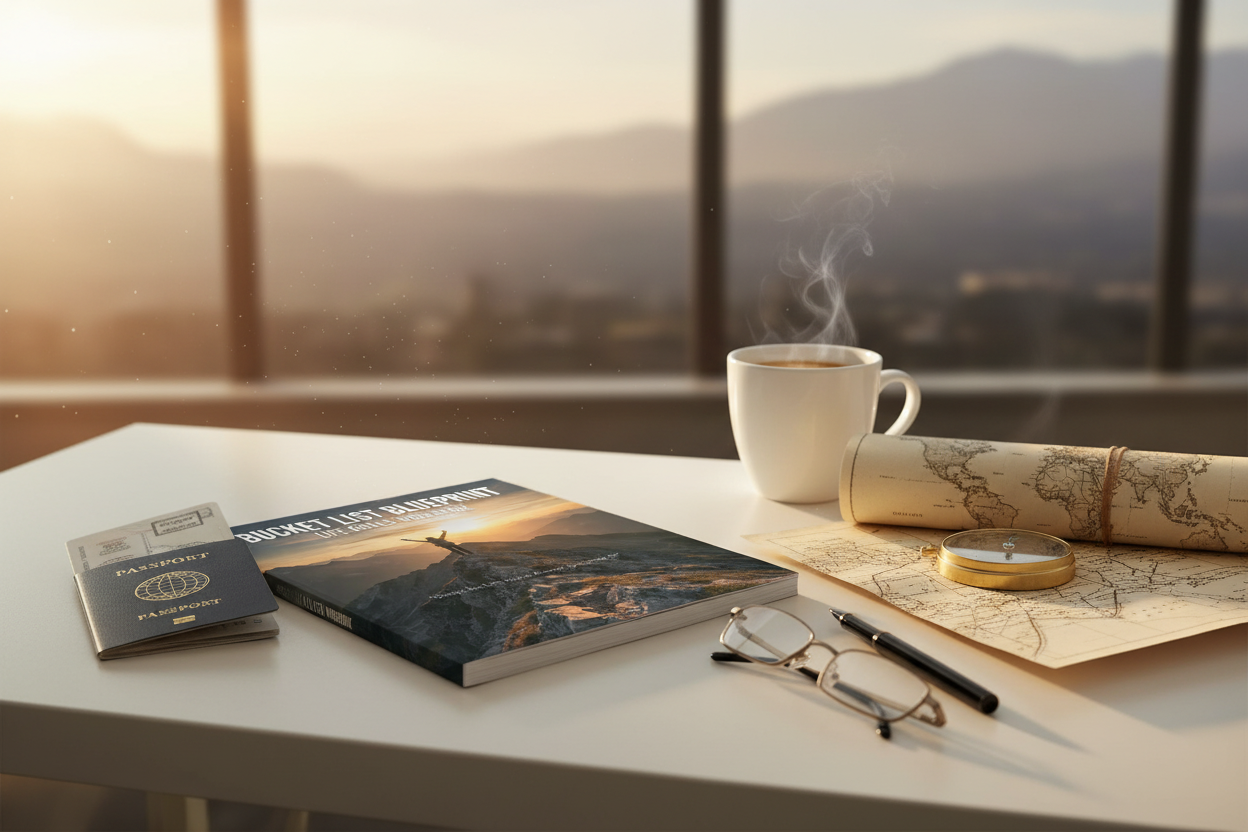 Cover with travel planning items