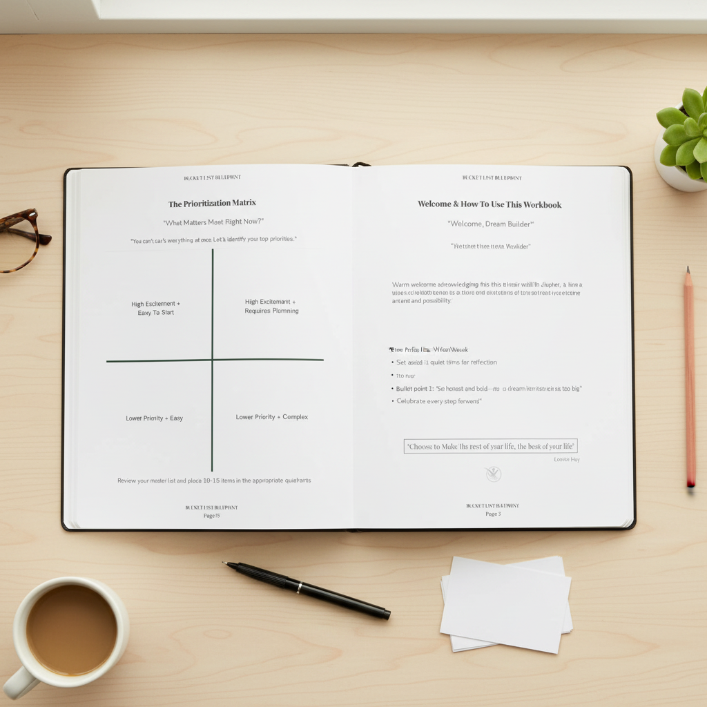 Overhead view of open workbook pages