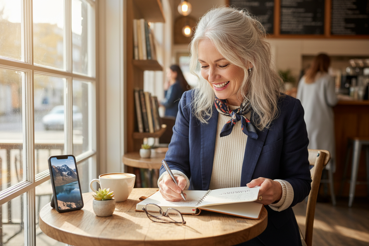 Woman Using Midlife Adventure Planner