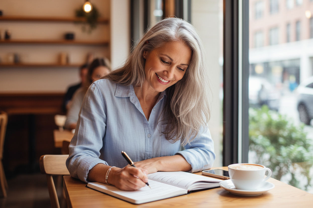 Woman Using Midlife Adventure Planner
